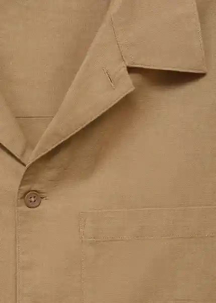 Camisa Cabrera Beige Talla S Hombre Mango