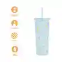 Vaso de Acero Inoxidable Con Pitillo Menta 800 mL Miniso