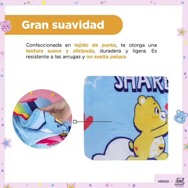 Manta Colección Care Bears Share Love Azul Miniso