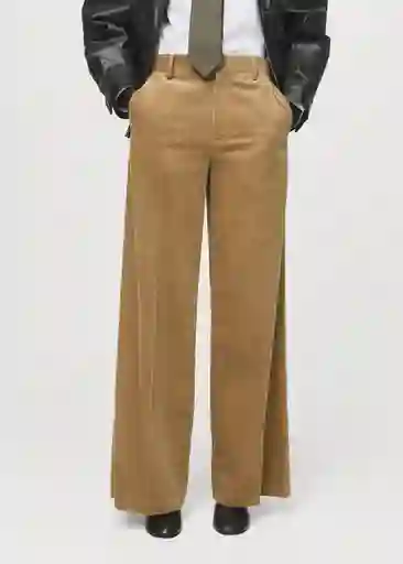 Pantalón Maco Ocre Talla 38 Mujer Mango