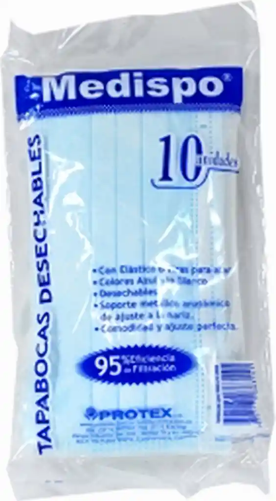 Medispo Tapabocas Desechables x 10 Unidades