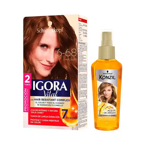 Igora Tinte Vital Permanente Tono 6.68 + Aceite Konzil