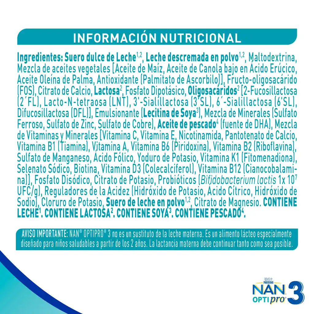 Alimento lácteo NAN OPTIPRO 3 x 2100 g