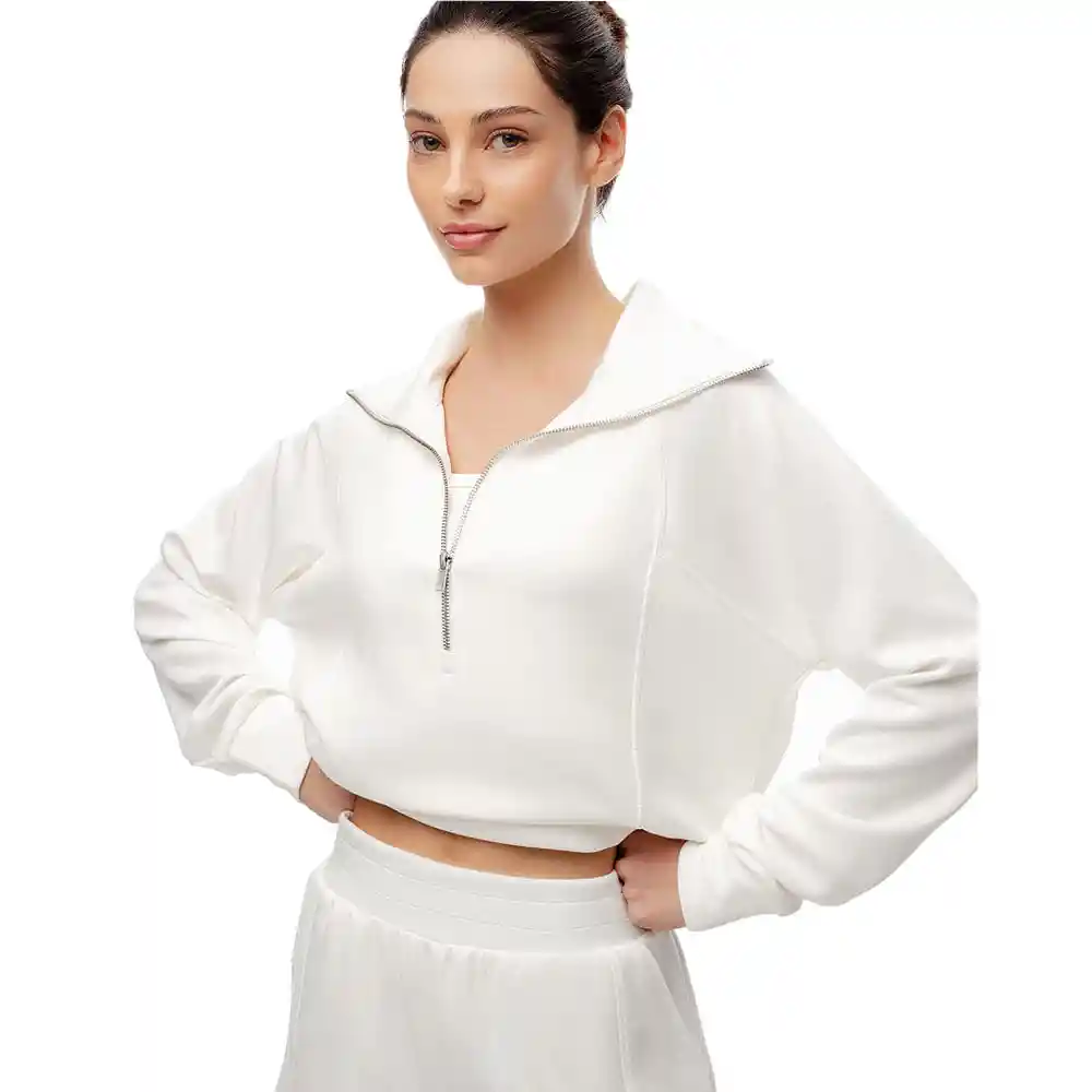 Buzo Cuello Alto en Tejido de Punto Algodón Femenini Laoa Buzo Gef