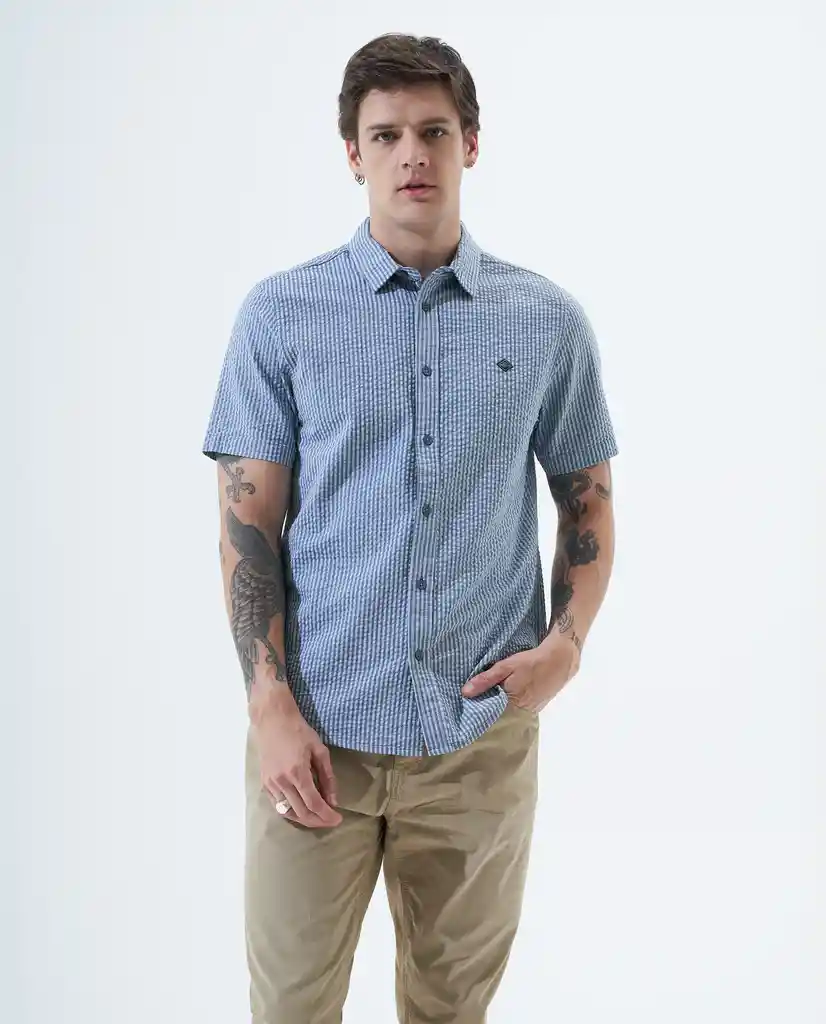 Camisa Hombre Azul Talla S 811F003 Americanino
