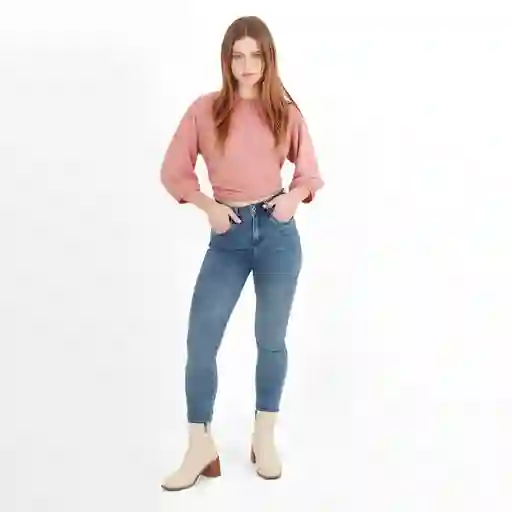 Jean Ilussion Tiro Medio Bota Recta Azul Talla 10 - 630948