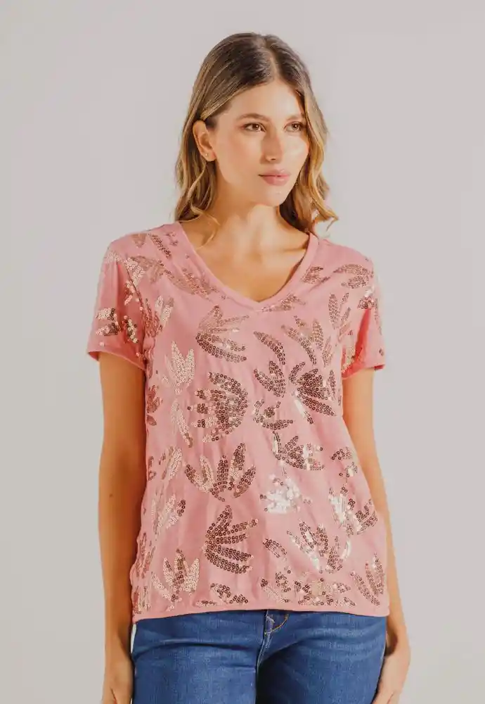 Blusa Manga Corta Xl-rosado