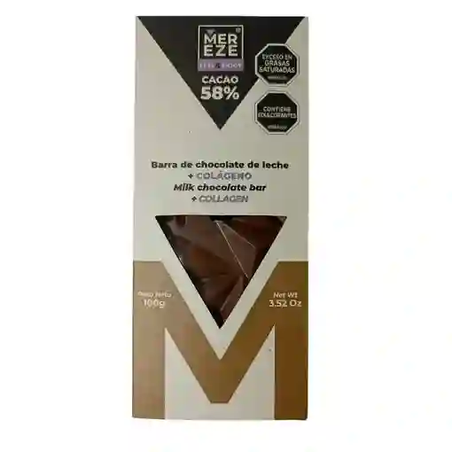 Barra Chocolate Leche + Colágeno 58% - Mereze