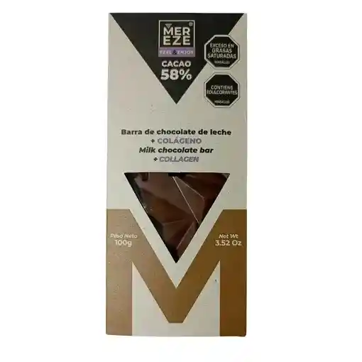 Barra Chocolate Leche + Colágeno 58% - Mereze