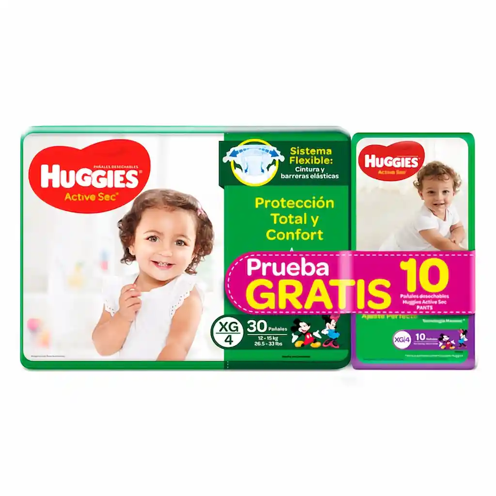 Huggies Pañales Active Sec Etapa 4 + Obsequio