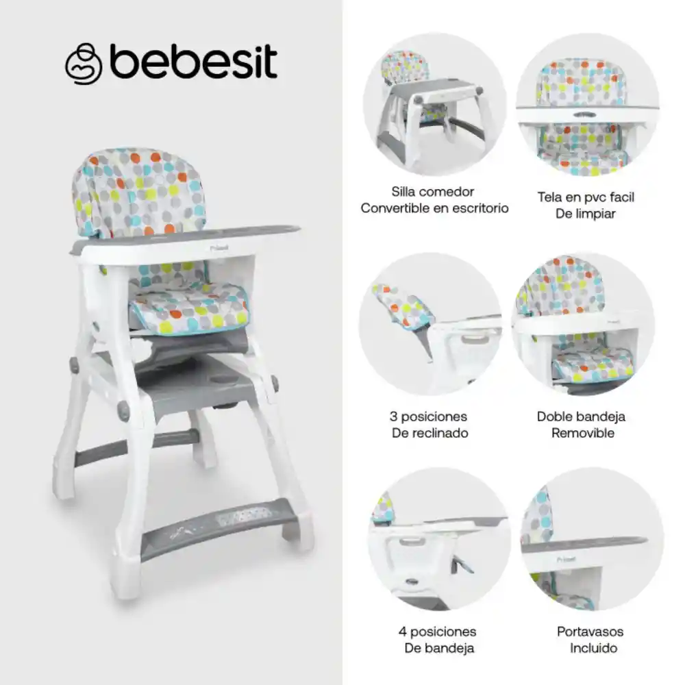 Silla Comedor Bebe Kinder 2En1 Bebesit Prin1055B