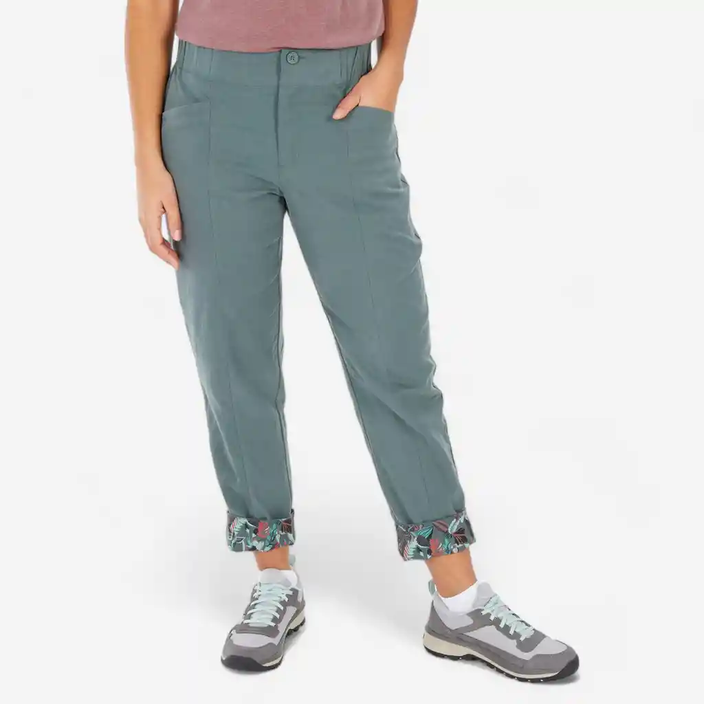 Pantalón Senderismo Lino Mujer Quechua Nh500 - Verde