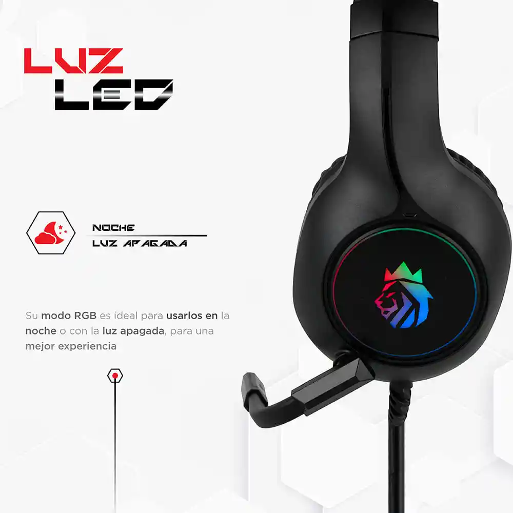 Audífonos de Diadema Rgb Casque Jeux Negro Modelo H05 Miniso