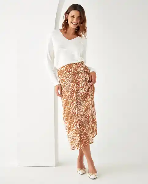 Falda Café Ocre Medio Talla 4 - 649e000 Esprit