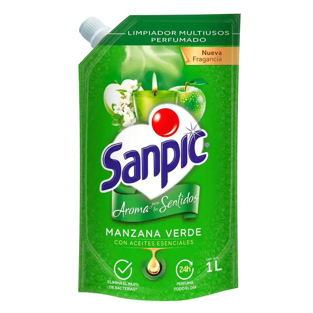 Limpiador Sanpic Multiusos Perfumado Manzana Ve (1000 Ml)