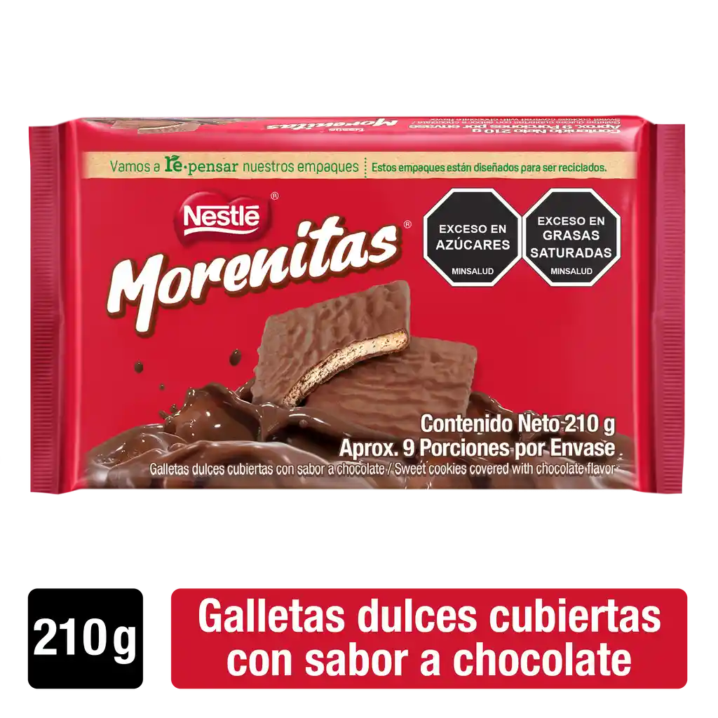 Galletas dulces MORENITAS cubiertas con chocolate 210g