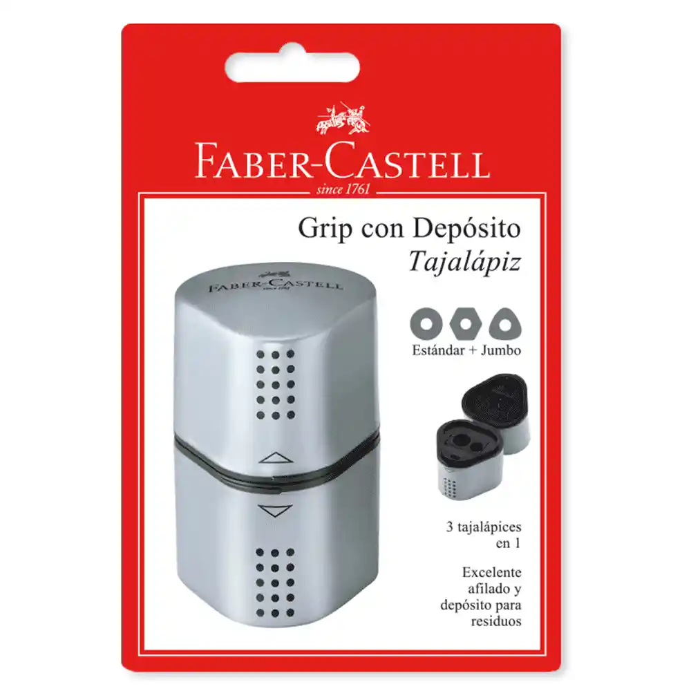 Faber-Castell Sacapuntas Grip con Deposito 3 en 1