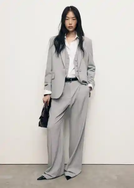 Pantalón Bowery Gris Talla 38 Mujer Mango