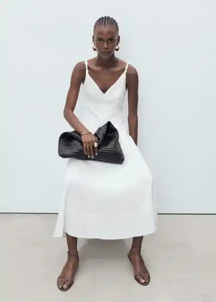 Vestido Trenza Blanco Talla M Mujer Mango