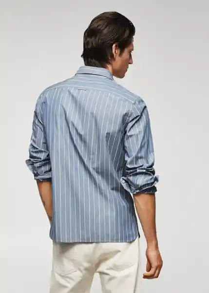 Camisa Sorgues Azul Talla L Hombre Mango