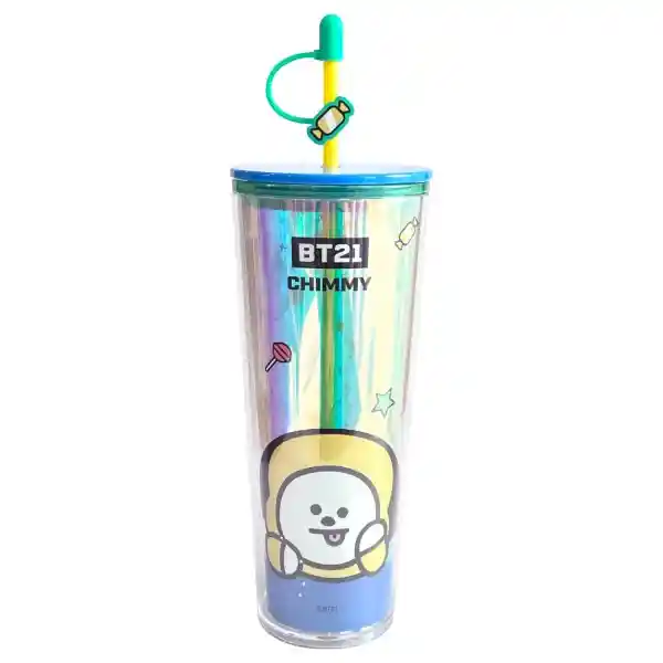 Bt21 Vaso de Plástico Con Pitillo Chimmy Colección 800 mL