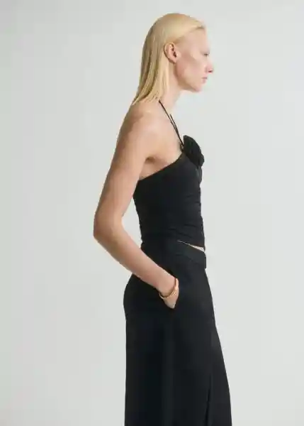 Top Sage Negro Talla S Mujer Mango