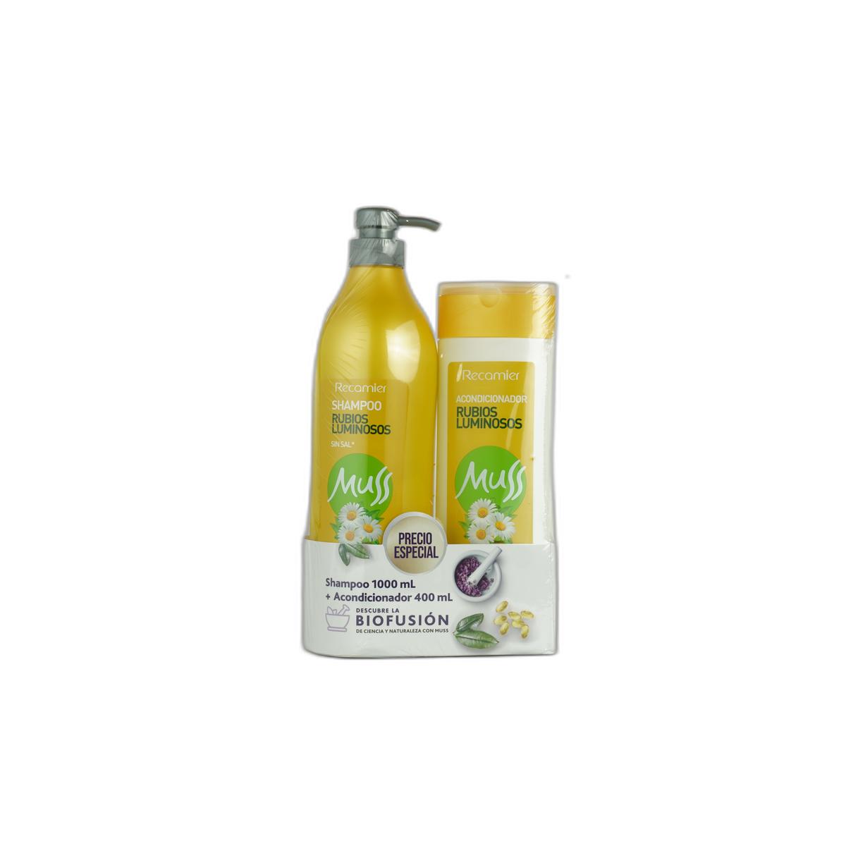 Muss Shampoo Rubios Luminosos + Acondicionador sin Sal 2 und