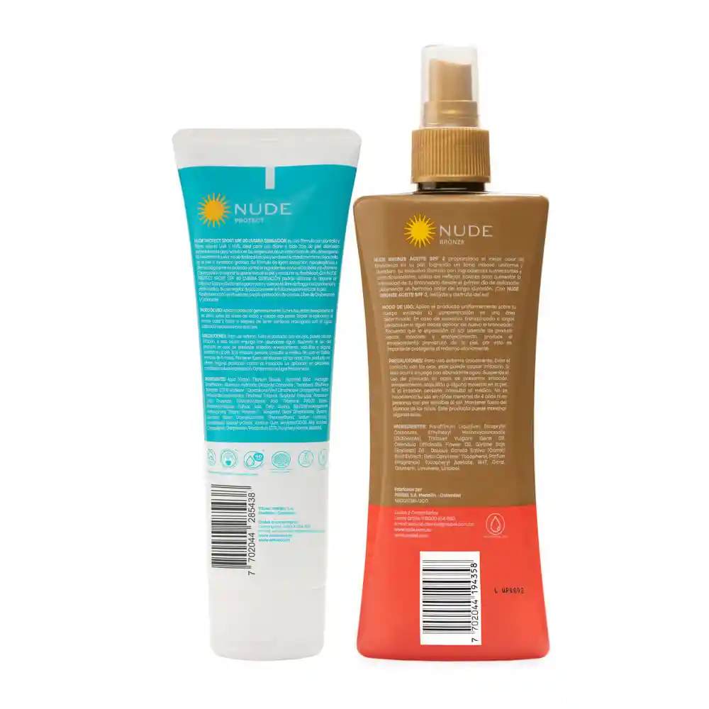 Promoción Nude Protector Solar Spf80 120 Ml + Bronceador Spf2
