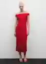 Vestido Fresa Rojo Talla M Mujer Mango