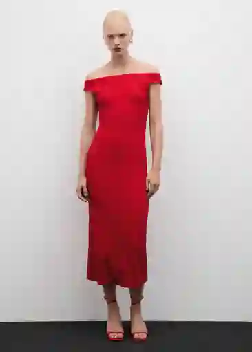 Vestido Fresa Rojo Talla M Mujer Mango