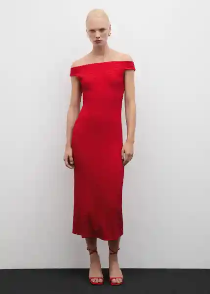 Vestido Fresa Rojo Talla M Mujer Mango