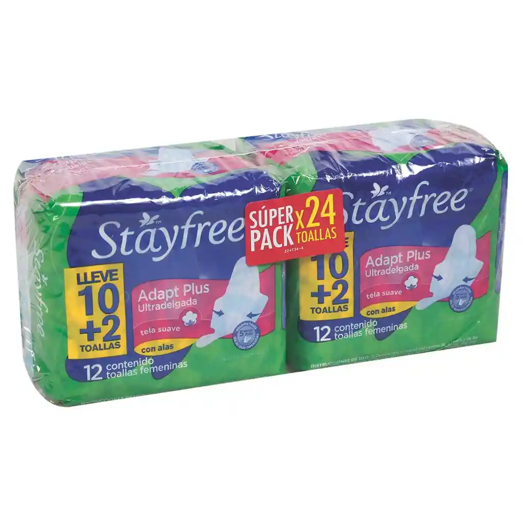 Stayfree Toallas Femeninas Adapt Plus con Alas