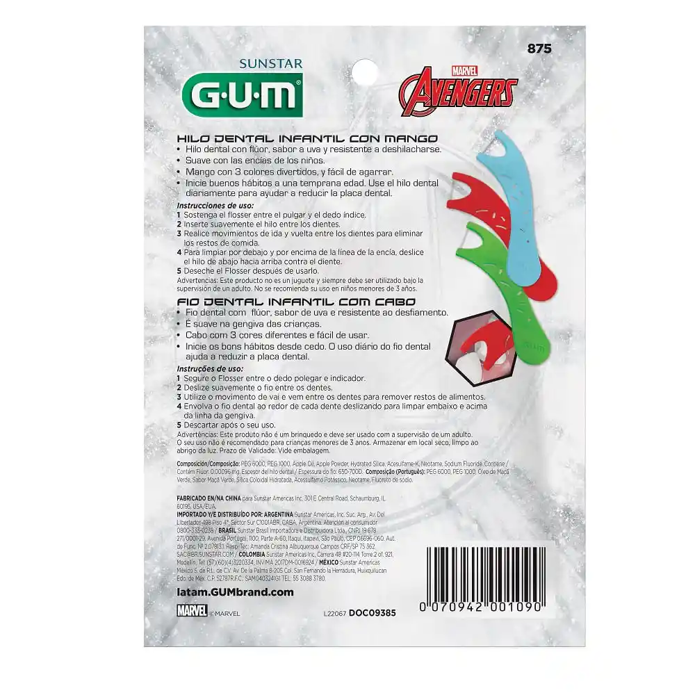 Kids Flossers Gum Avengers X 40