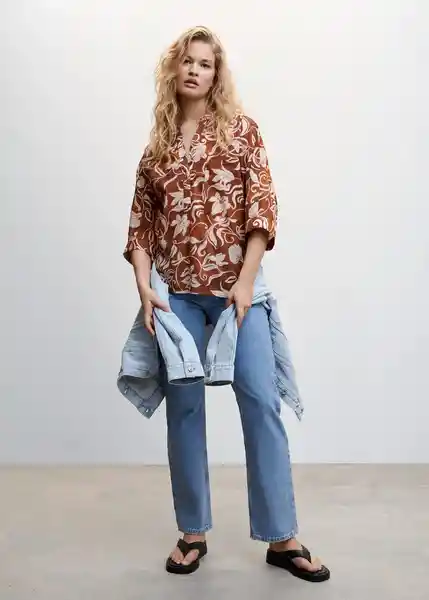 Blusa Ile Marrón Talla M Mujer Mango