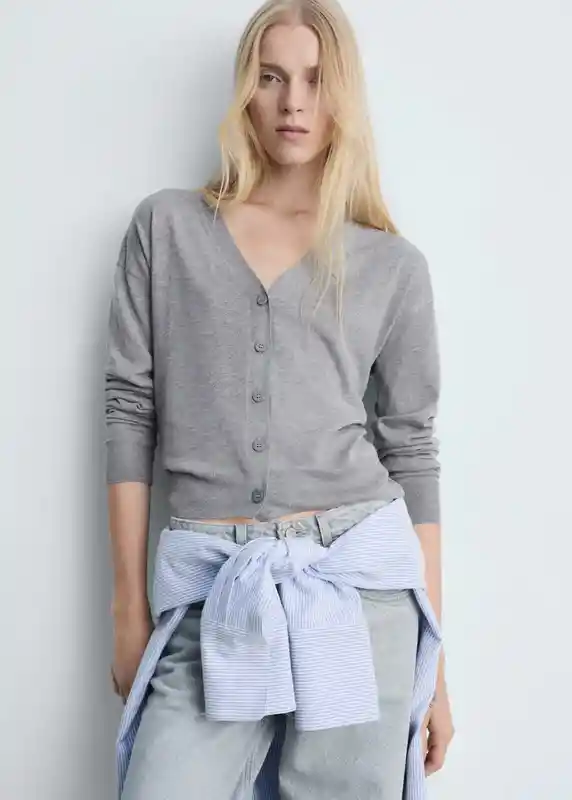 Cardigan Lucca Gris Claro Vigore Talla L Mujer Mango