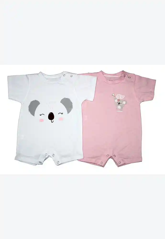 Mameluco Set X2 100% Alg 00a03 3/6 Meses-rosa Clar