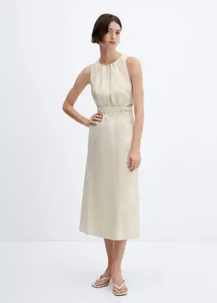 Vestido Irena-H Crudo Talla L Mujer Mango