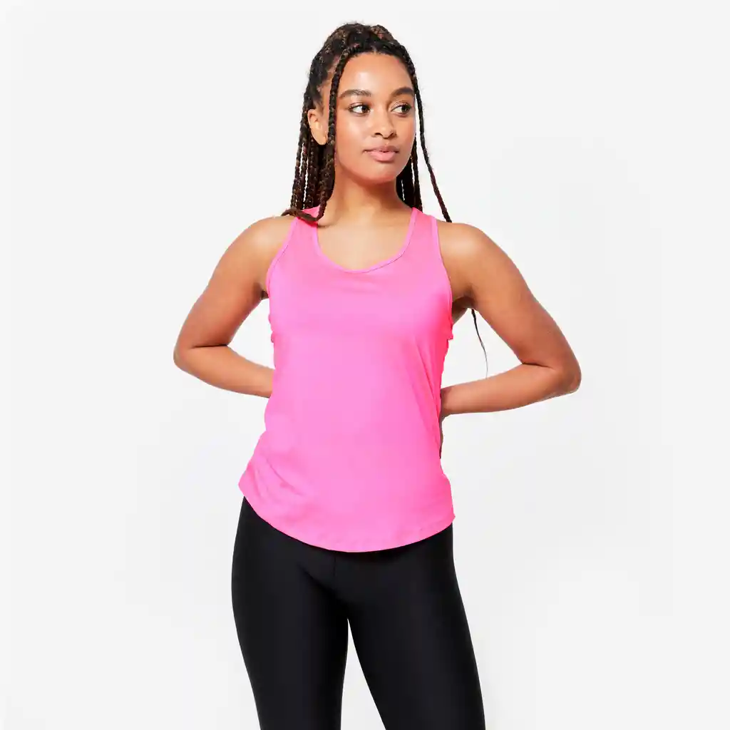 Camiseta Sin Mangas Fitness Cardio Mujer Rosada