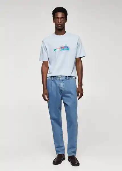 Camiseta Neutra Porcelana Talla M Hombre Mango