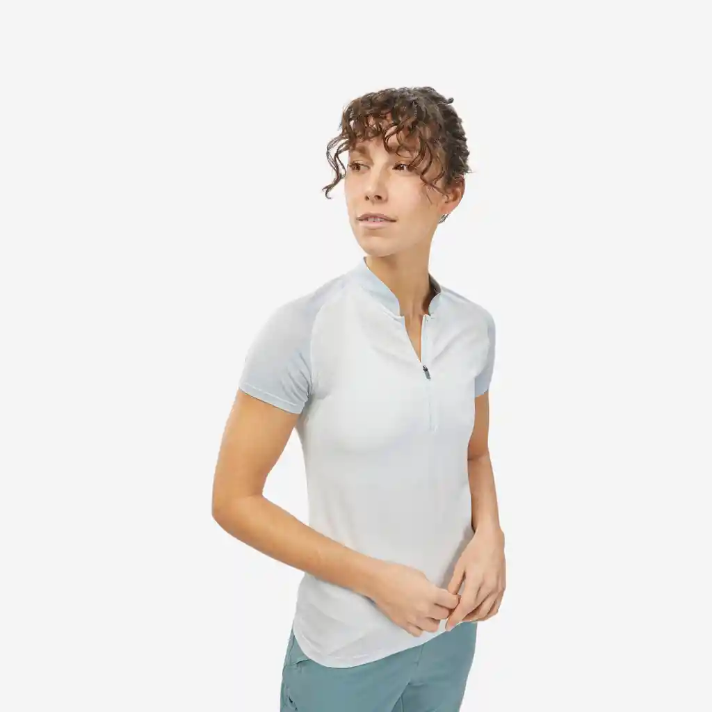 Camiseta Manga Corta Para Senderismo Mujer Quechua Mh900 Gris
