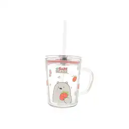 Vaso de Vidrio Con Pitillo we Bare Bears 400 mL Miniso