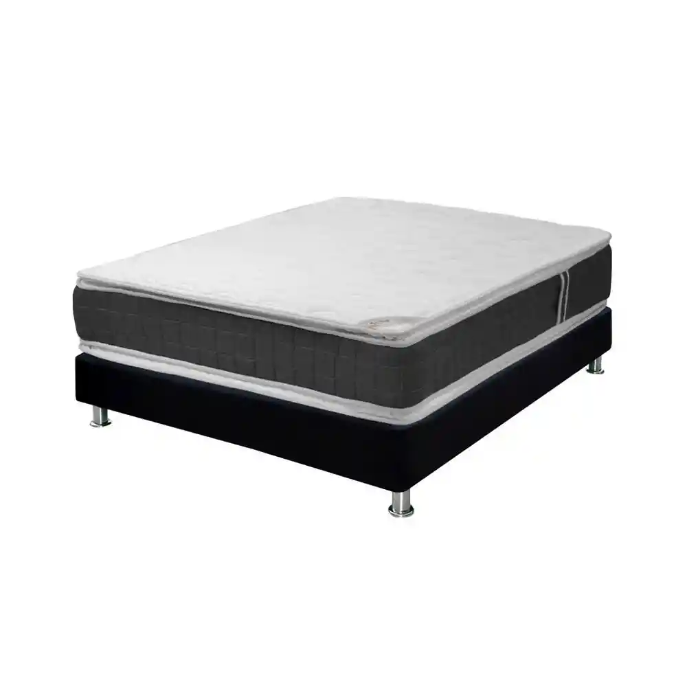 Colchón Combo Spring Doble (140 X 190 Cm) Best Doble Pillow Resortado Semisuave +base Cama
