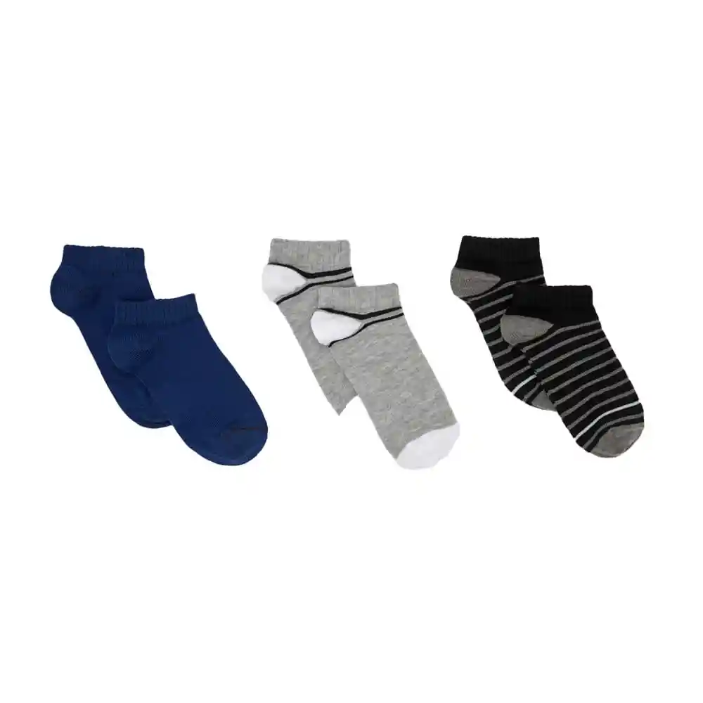 Calcetin Deportivo Pack X3 Infantil Niño (rayas) Urb Talla 9-11