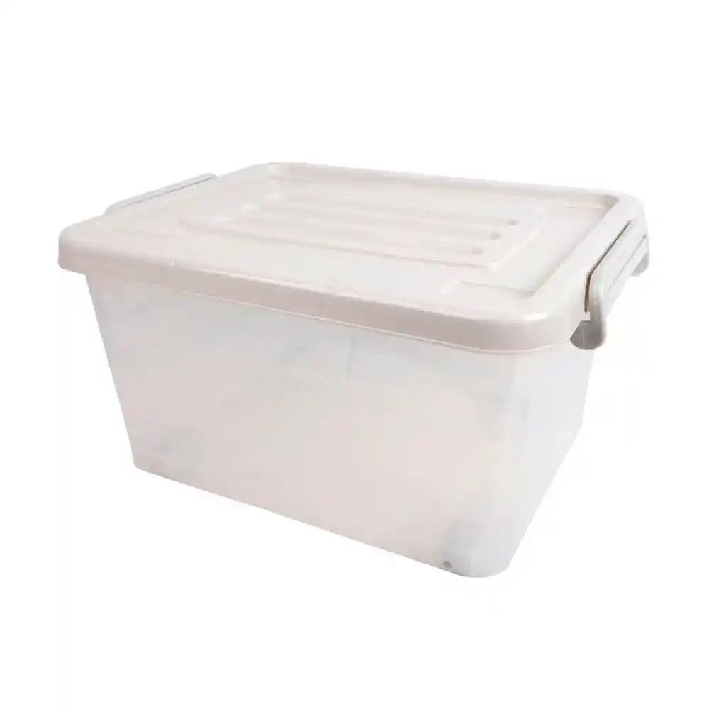 Caja Organizadora Rueda Transparente Color Piedra