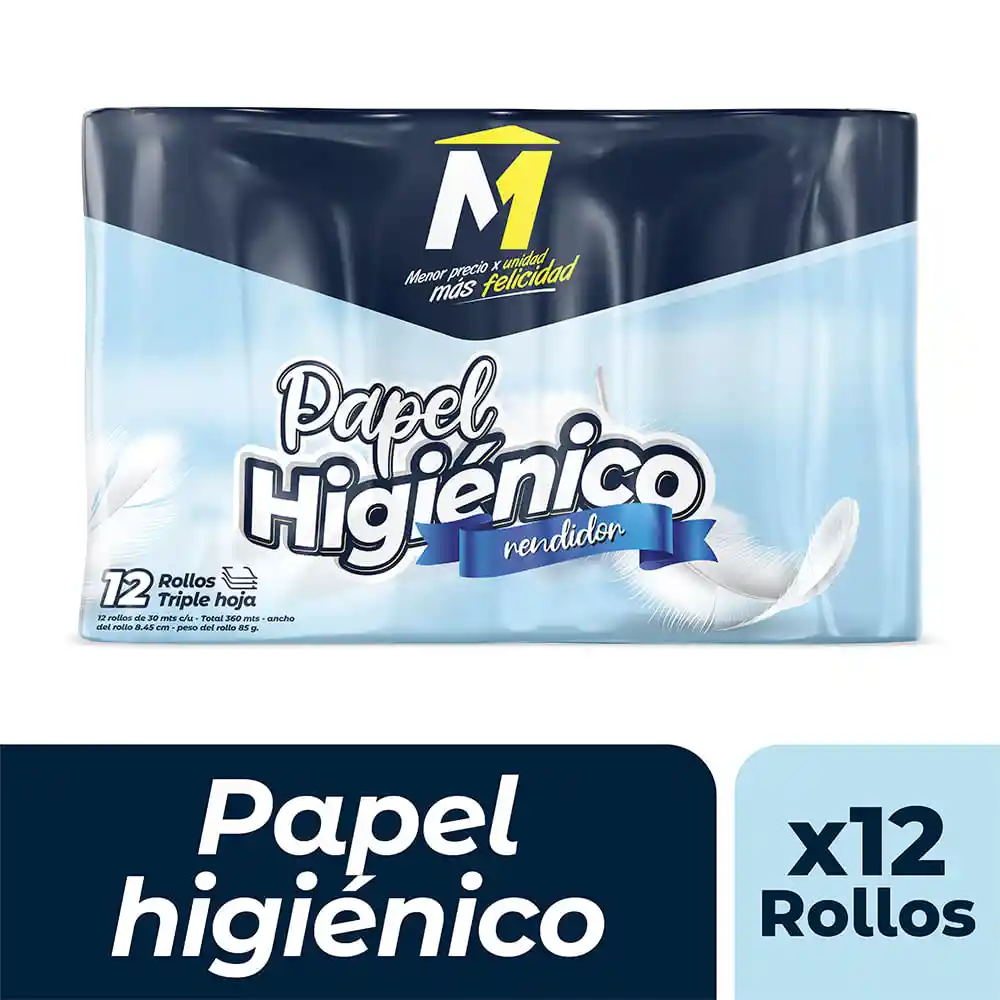 Papel Higiénico M Rendidor X12 Rollos 360 Metros