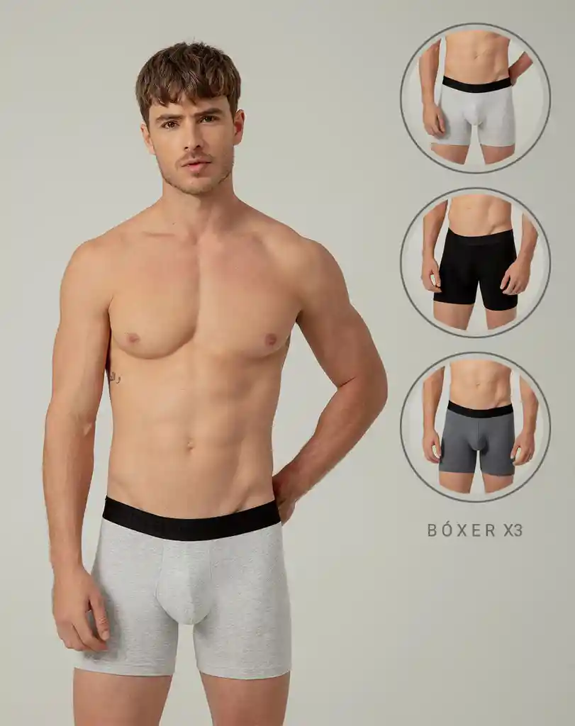 Boxer Medio en Algodón Masculino Surtido Surat X3 Punto Blanco Talla Xl