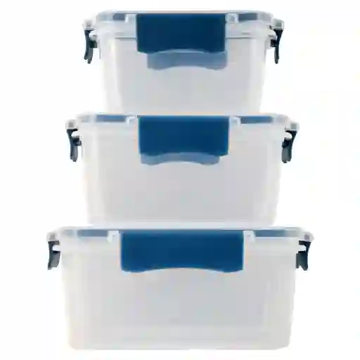 Set Recipiente H&h Cuadrado Vidrioam03m032