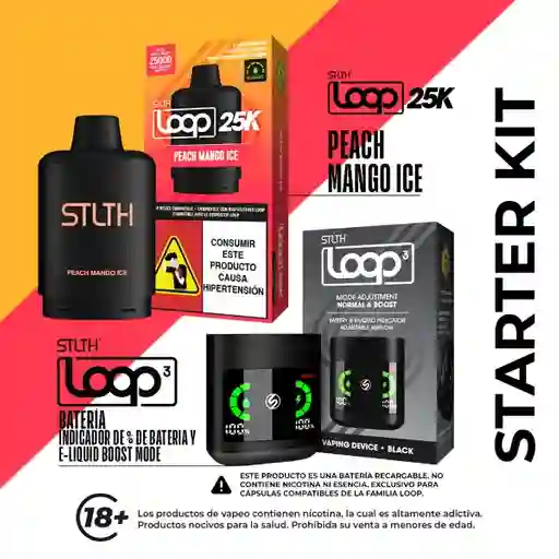 Combo Stlth Loop 25K Pod Peach Mango Ice + Stlth Loop 3 Black