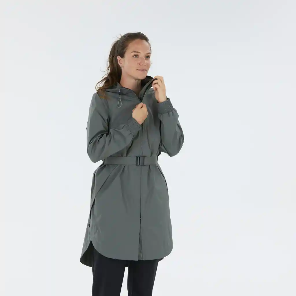 Chaqueta Impermeable Para Senderismo y Trekking Mujer Tipo Gaban Quechua Verde