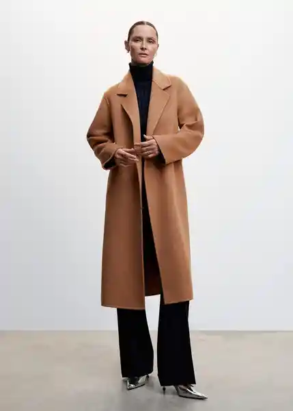 Abrigo Batin Camel Talla 28 Mujer Mango